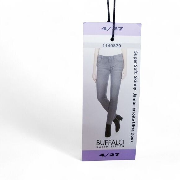 BUFFALO DAVID BITTON Jeans 1149879 Mid Rise Super Soft Skinny Gray Size 4/27 - Picture 12 of 12